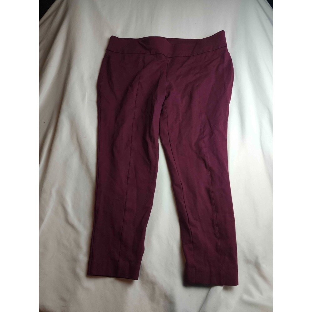 Anne Klein Cropped Pants Women 2XL Purple Minimalist Office Siren Preppy Pull On